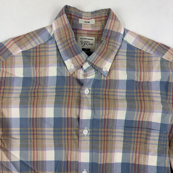 J.Crew SLIM Fit Multicolor Plaid Button Up Shirt 100% Cotton Shirting Size S L/S - Picture 5 of 11